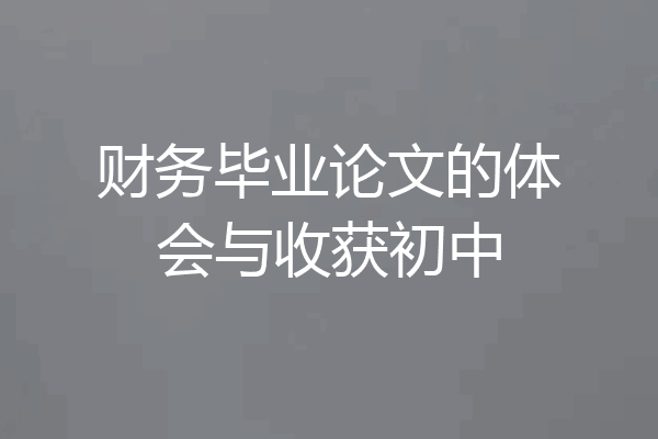 财务毕业论文的体会与收获初中