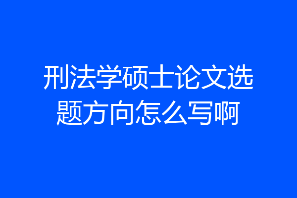 刑法学硕士论文选题方向怎么写啊
