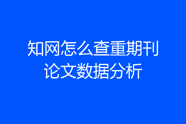 知网怎么查重期刊论文数据分析