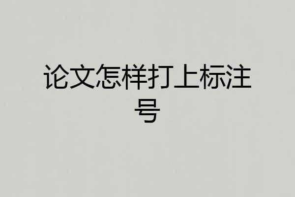 论文怎样打上标注号