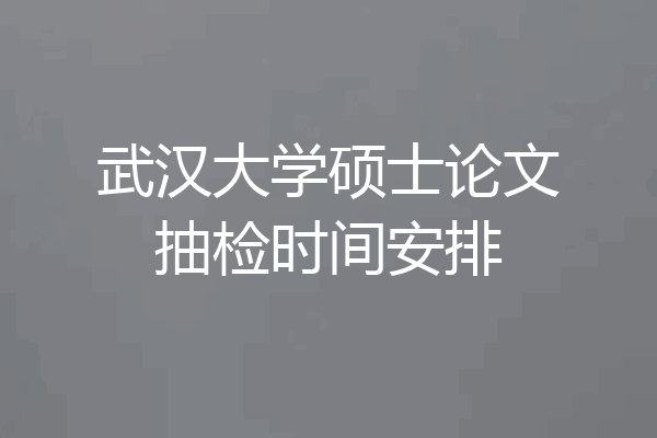 武汉大学硕士论文抽检时间安排