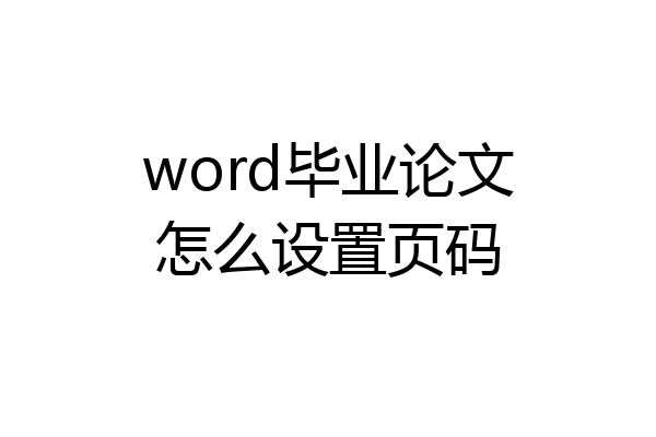 word毕业论文怎么设置页码
