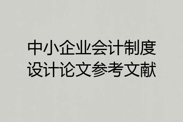 中小企业会计制度设计论文参考文献