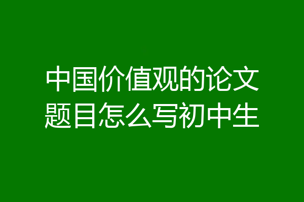 中国价值观的论文题目怎么写初中生