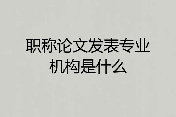 职称论文发表专业机构是什么