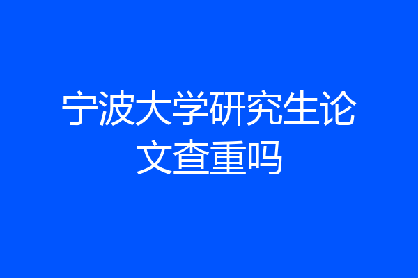 宁波大学研究生论文查重吗