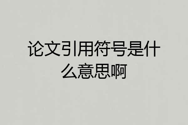 论文引用符号是什么意思啊