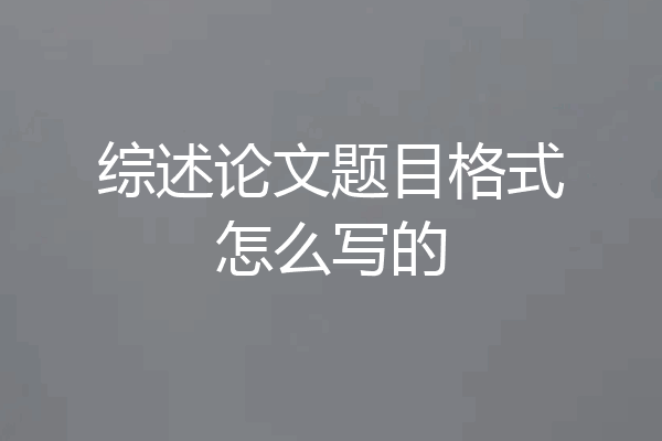 综述论文题目格式怎么写的