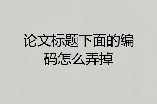 论文标题下面的编码怎么弄掉