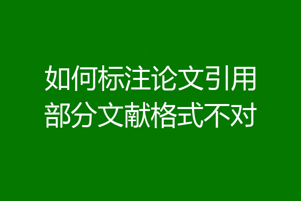 如何标注论文引用部分文献格式不对