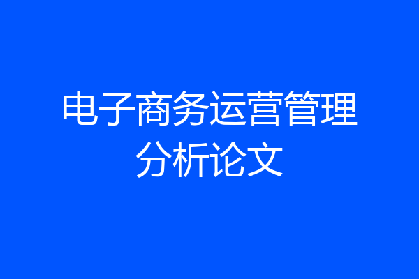 电子商务运营管理分析论文