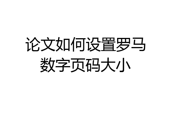 论文如何设置罗马数字页码大小