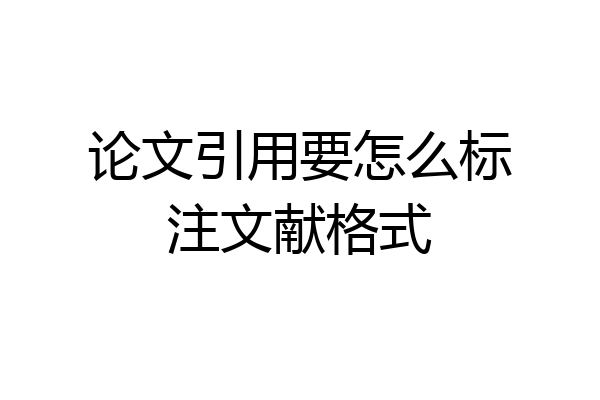 论文引用要怎么标注文献格式