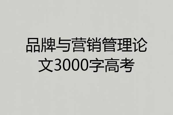 品牌与营销管理论文3000字高考