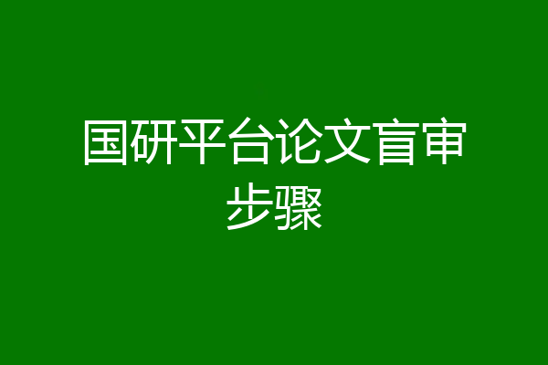 国研平台论文盲审步骤