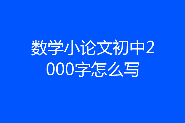 数学小论文初中2000字怎么写