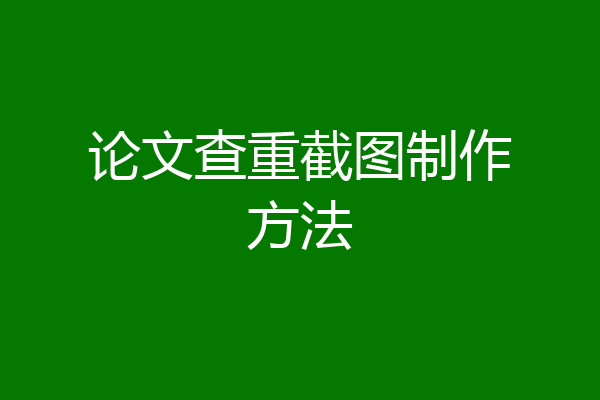 论文查重截图制作方法