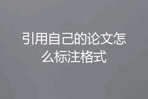 引用自己的论文怎么标注格式