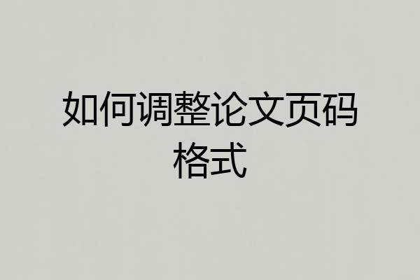 如何调整论文页码格式