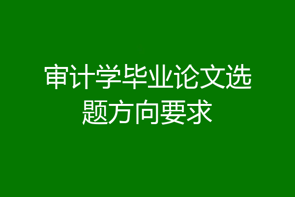 审计学毕业论文选题方向要求