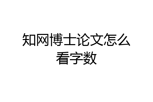 知网博士论文怎么看字数