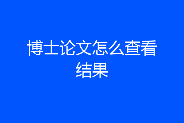 博士论文怎么查看结果
