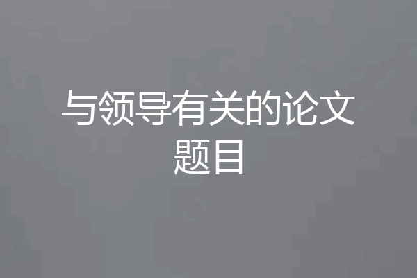 与领导有关的论文题目