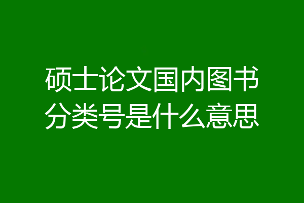 硕士论文国内图书分类号是什么意思