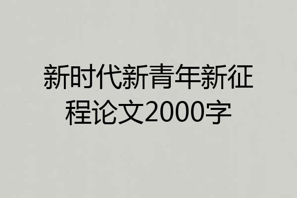 新时代新青年新征程论文2000字