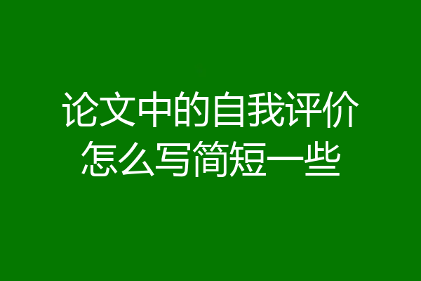 论文中的自我评价怎么写简短一些