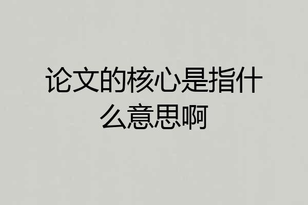 论文的核心是指什么意思啊