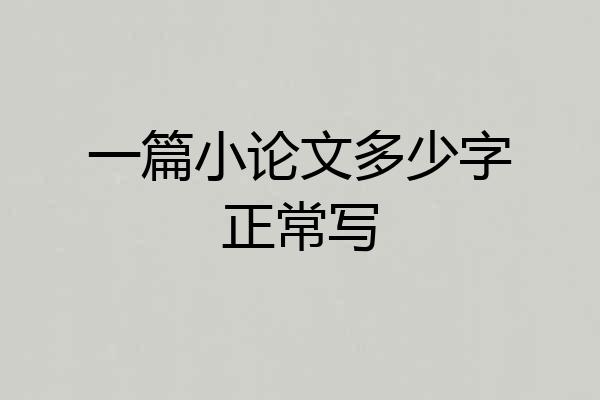 一篇小论文多少字正常写