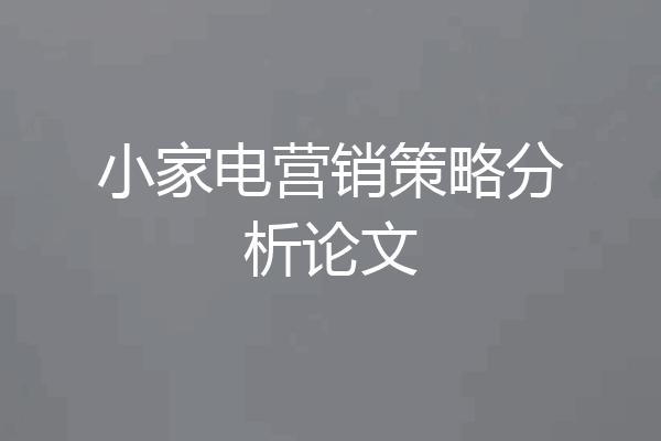 小家电营销策略分析论文