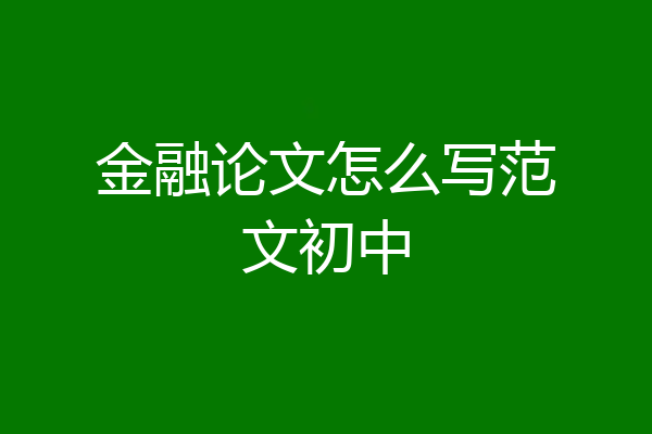 金融论文怎么写范文初中