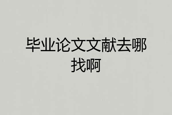 毕业论文文献去哪找啊