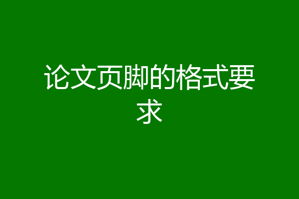 论文页脚的格式要求