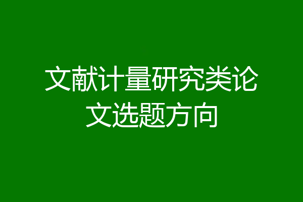 文献计量研究类论文选题方向