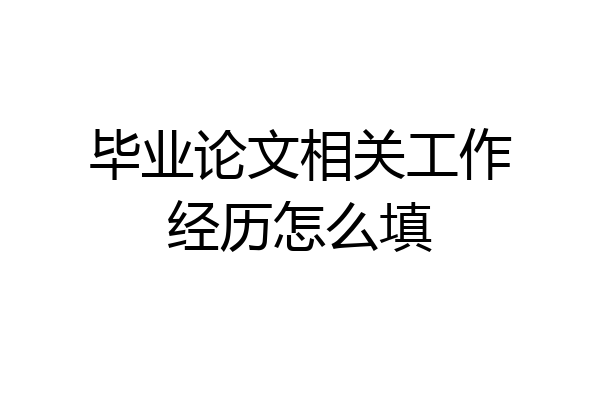 毕业论文相关工作经历怎么填