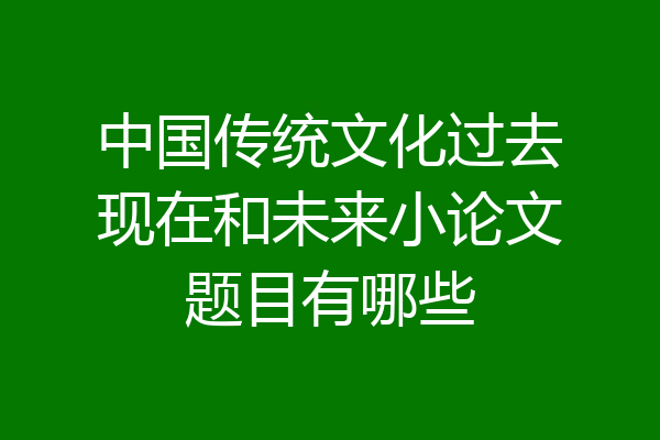 中国传统文化过去现在和未来小论文题目有哪些