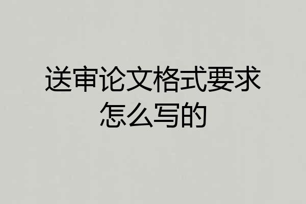 送审论文格式要求怎么写的