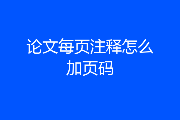 论文每页注释怎么加页码
