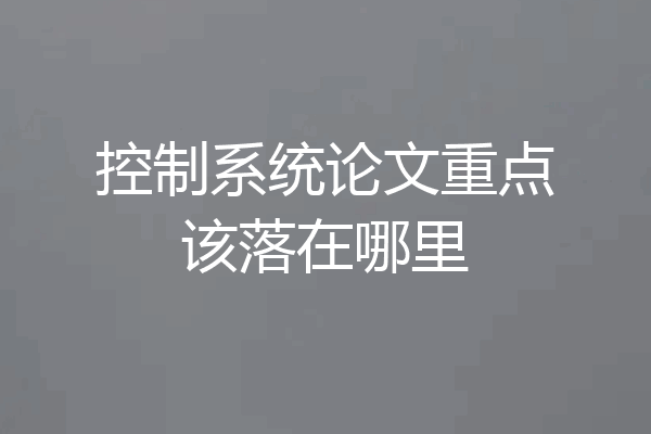 控制系统论文重点该落在哪里
