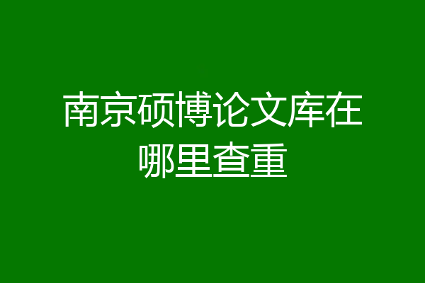南京硕博论文库在哪里查重