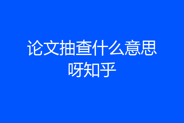 论文抽查什么意思呀知乎