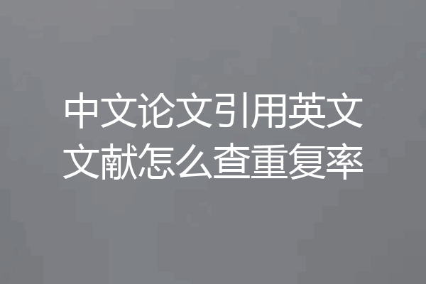 中文论文引用英文文献怎么查重复率