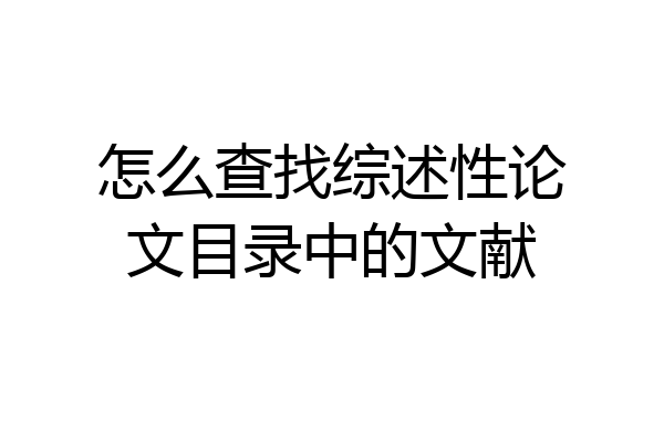 怎么查找综述性论文目录中的文献