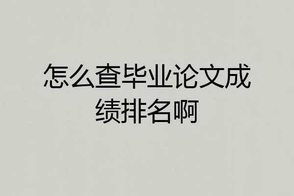 怎么查毕业论文成绩排名啊