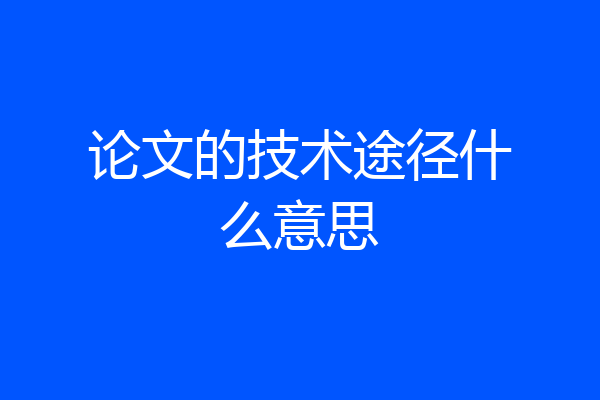 论文的技术途径什么意思
