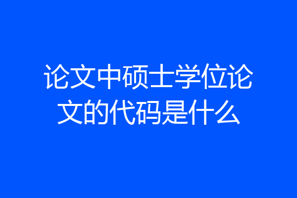 论文中硕士学位论文的代码是什么