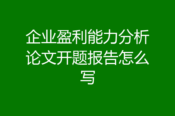 企业盈利能力分析论文开题报告怎么写